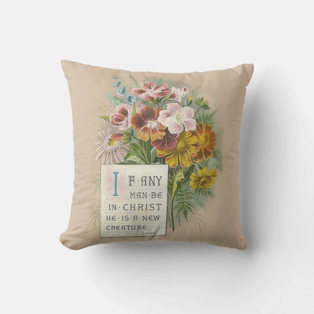 Vintage Floral Scripture Verse Cushion (Front)