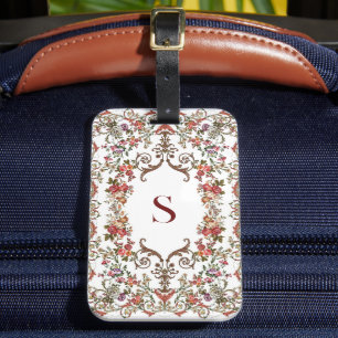 Vintage Floral scrolls Luggage Tag