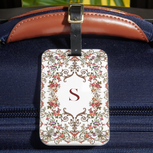 Vintage Floral scrolls    Luggage Tag (Front Insitu 2)