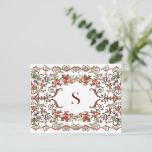 Vintage Floral scrolls Postcard