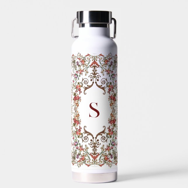 Vintage Floral scrolls    Water Bottle (Front)