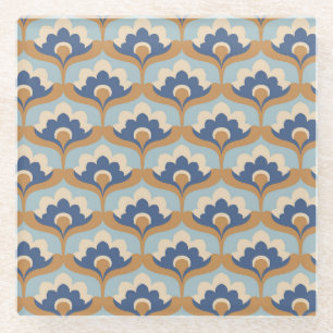 Vintage Floral Seamless Design. Glass Coaster