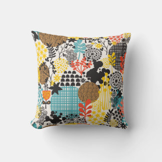 Vintage Floral: Seamless Grass Background Cushion