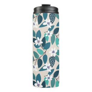 Vintage floral seamless pattern. Beautiful white f Thermal Tumbler
