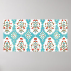 Vintage floral seamless pattern in oriental style poster