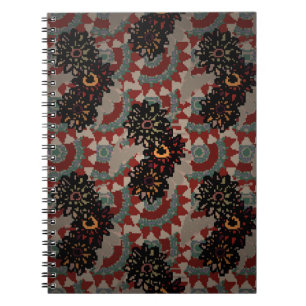 Vintage floral seamless pattern. Red, beige and g Notebook