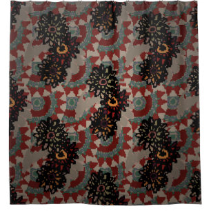 Vintage floral seamless pattern. Red,  beige and g Shower Curtain