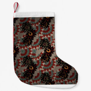 Vintage floral seamless pattern. Red,  beige and g Small Christmas Stocking
