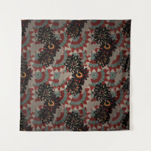 Vintage floral seamless pattern. Red,  beige and g Tapestry