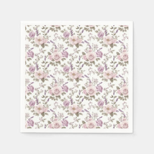 Vintage Floral Seamless Pattern: Roses & Lavender Napkin