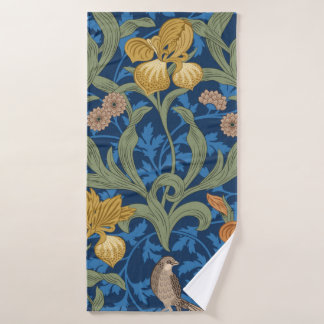Vintage floral seamless pattern with orange iris a bath towel