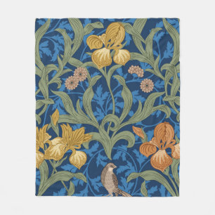 Vintage floral seamless pattern with orange iris a fleece blanket