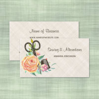 Vintage Floral Seamstress Scissors and Thimble