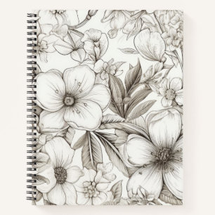 Vintage Floral Sepia Pattern (11) Notebook