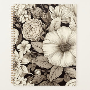 Vintage Floral Sepia Pattern (12) Planner