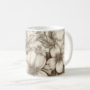 Vintage Floral Sepia Pattern (13) Coffee Mug