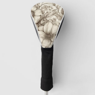 Vintage Floral Sepia Pattern (13) Golf Head Cover