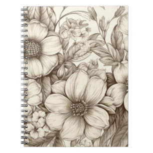 Vintage Floral Sepia Pattern (13) Notebook