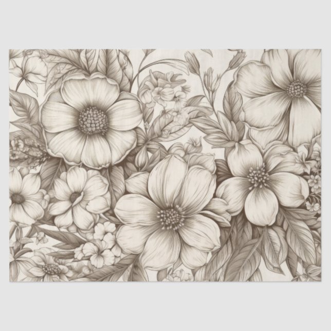 Vintage Floral Sepia Pattern (13) Tissue Paper (Front)
