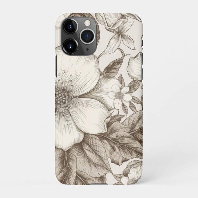 Vintage Floral Sepia Pattern (14) iPhone Case (Back)