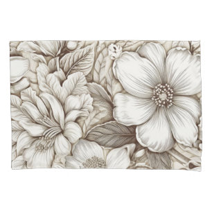 Vintage Floral Sepia Pattern (15) Pillowcase