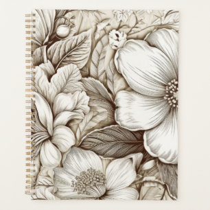 Vintage Floral Sepia Pattern (15) Planner