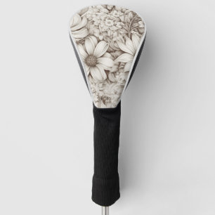 Vintage Floral Sepia Pattern (5) Golf Head Cover