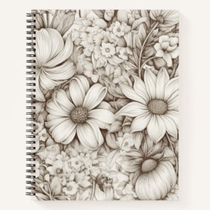 Vintage Floral Sepia Pattern (5) Notebook