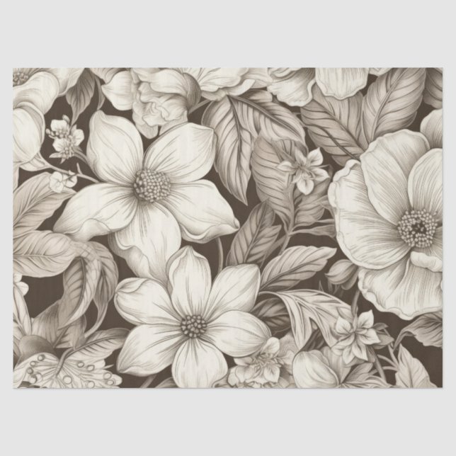 Vintage Floral Sepia Pattern (6) Tissue Paper (Front)