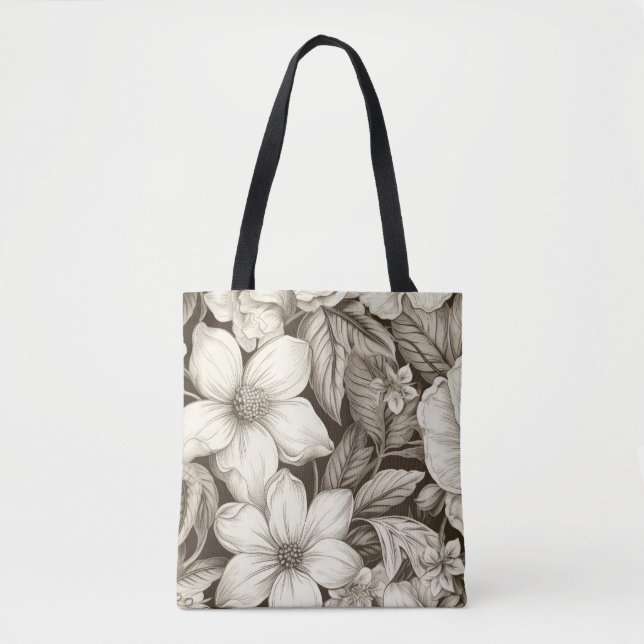 Vintage Floral Sepia Pattern (6) Tote Bag (Front)