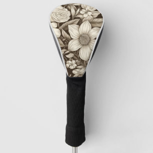 Vintage Floral Sepia Pattern (7) Golf Head Cover