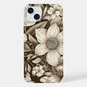 Vintage Floral Sepia Pattern (7) iPhone 15 Plus Case