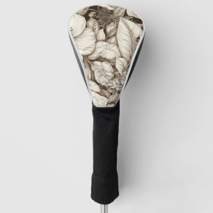 Vintage Floral Sepia Pattern (9) Golf Head Cover