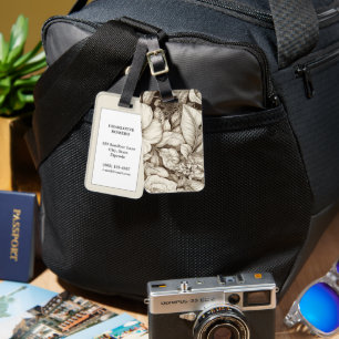 Vintage Floral Sepia Pattern (9) Luggage Tag