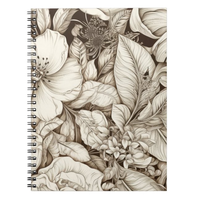 Vintage Floral Sepia Pattern (9) Notebook (Front)