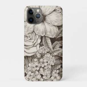 Vintage Floral Sepia Pattern Case-Mate iPhone Case