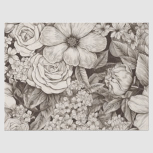 Vintage Floral Sepia Pattern Tissue Paper