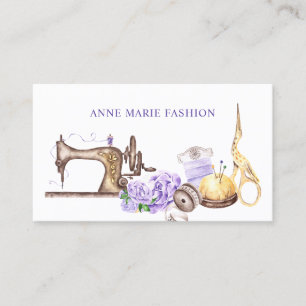 Vintage Floral Sewing Machine Couture Dressmaker Business Card