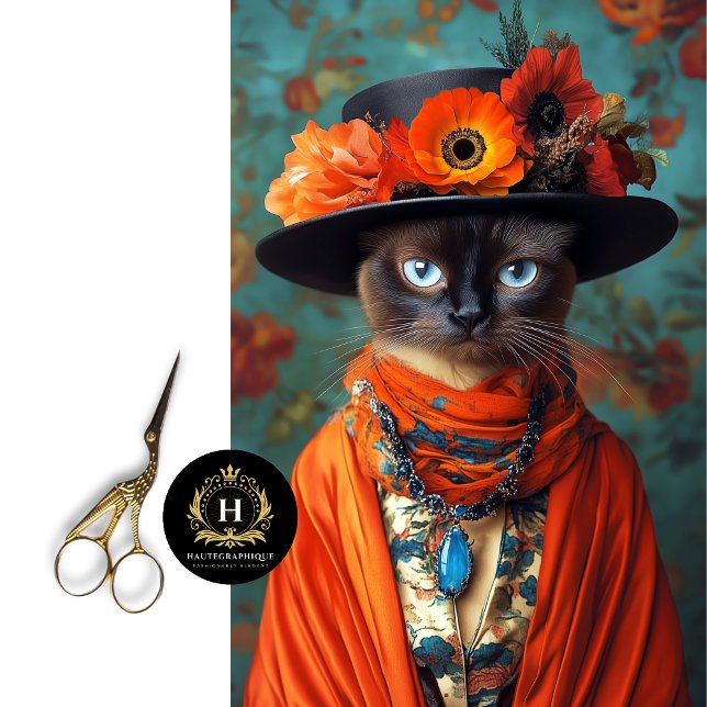 Vintage Floral Siamese Cat Decoupage  Tissue Paper (Creator Uploaded)