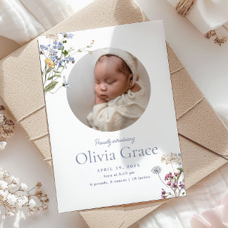 Vintage Floral Simplicity | Olivia Thank You Birth Announcement
