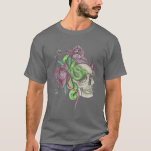 Vintage Floral Skull Mummy Cute Matching Halloween T-Shirt