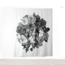 Vintage Floral Skull Wall Hanging