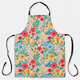 Vintage Floral, Small Colourful Flowers. Apron
