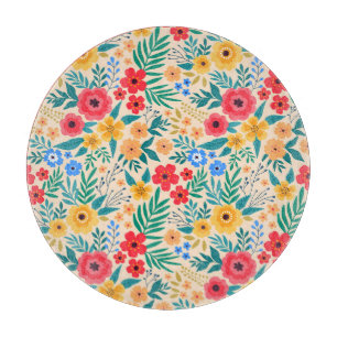 Vintage Floral, Small Colourful Flowers. Cutting Board