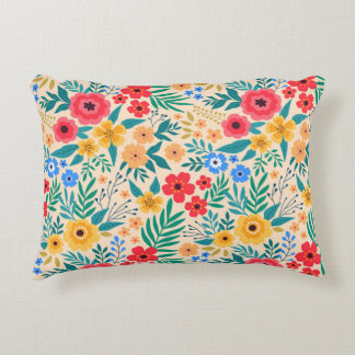 Vintage Floral, Small Colourful Flowers. Decorative Cushion