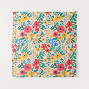Vintage Floral, Small Colourful Flowers. Tapestry