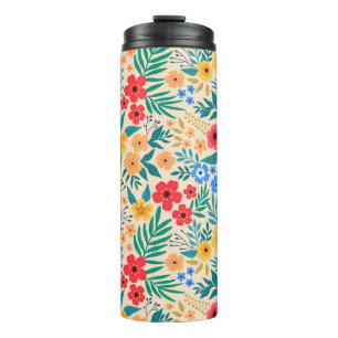Vintage Floral, Small Colourful Flowers. Thermal Tumbler