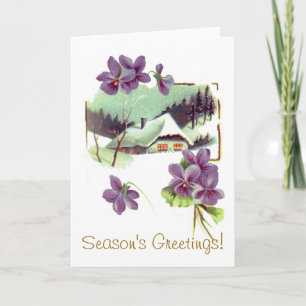 Vintage Floral Snow Home Holiday Card