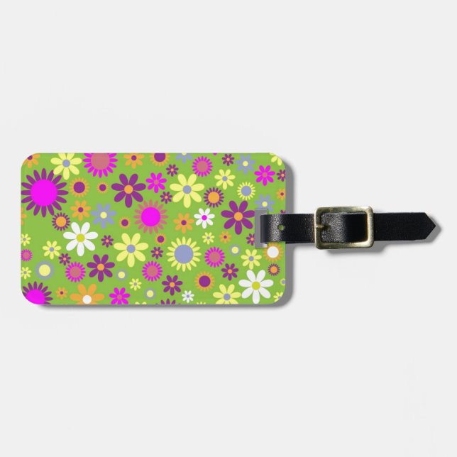 Vintage floral Spring daisy illustration Luggage Tag (Front Horizontal)