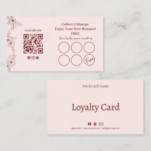 Vintage Floral Stamp Loyalty Card QR Code